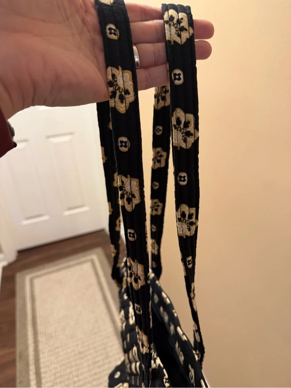 Vera Bradley New Orleans Saints Quilted Black Floral Tote Bag